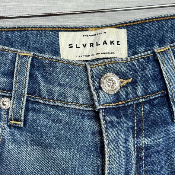SLVRLAKE Jeans Womens 28 Frankie Crop Flare Raw Hem USA Made Cotton - Picture 3 of 8